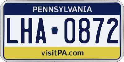 PA license plate LHA0872