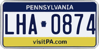 PA license plate LHA0874