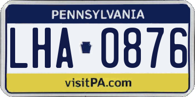 PA license plate LHA0876