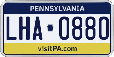 PA license plate LHA0880