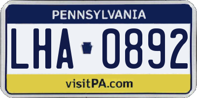 PA license plate LHA0892