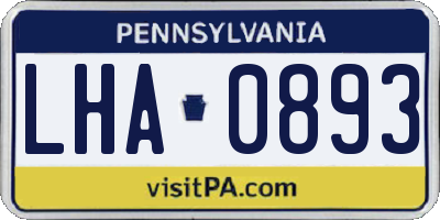 PA license plate LHA0893