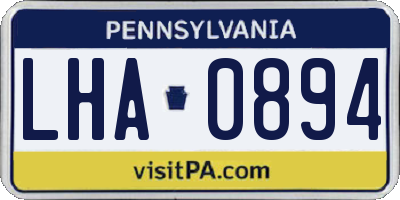 PA license plate LHA0894