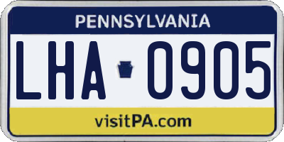 PA license plate LHA0905