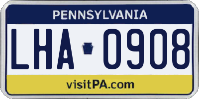 PA license plate LHA0908