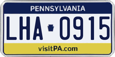 PA license plate LHA0915