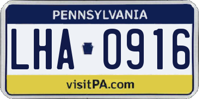 PA license plate LHA0916