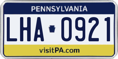 PA license plate LHA0921
