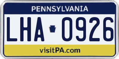PA license plate LHA0926