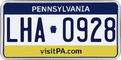 PA license plate LHA0928