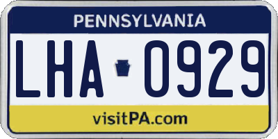 PA license plate LHA0929