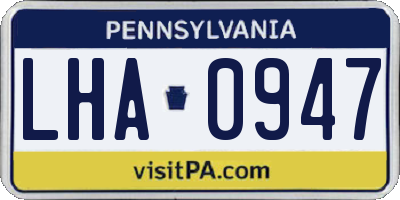 PA license plate LHA0947