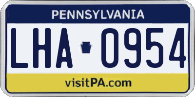 PA license plate LHA0954