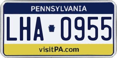 PA license plate LHA0955