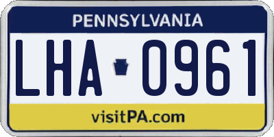 PA license plate LHA0961