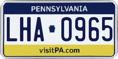 PA license plate LHA0965