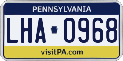 PA license plate LHA0968