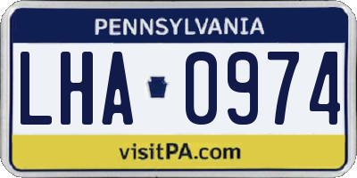PA license plate LHA0974
