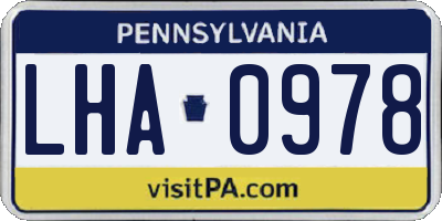 PA license plate LHA0978