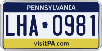 PA license plate LHA0981