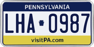 PA license plate LHA0987