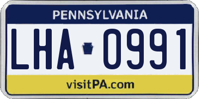 PA license plate LHA0991