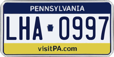 PA license plate LHA0997