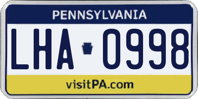 PA license plate LHA0998