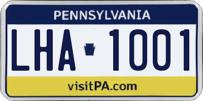 PA license plate LHA1001