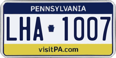 PA license plate LHA1007