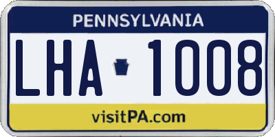 PA license plate LHA1008