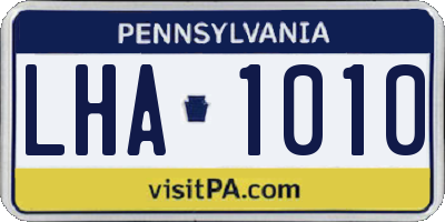 PA license plate LHA1010