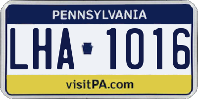 PA license plate LHA1016