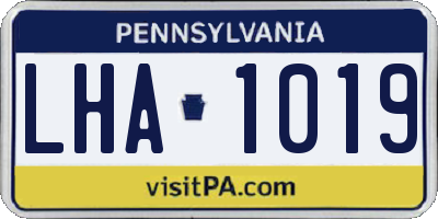 PA license plate LHA1019