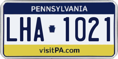 PA license plate LHA1021