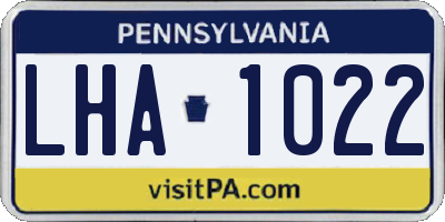 PA license plate LHA1022