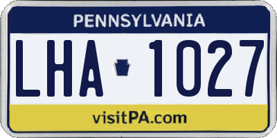 PA license plate LHA1027