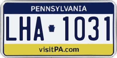 PA license plate LHA1031