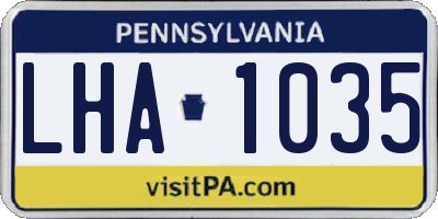 PA license plate LHA1035