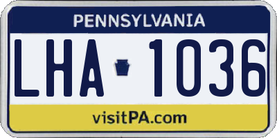 PA license plate LHA1036