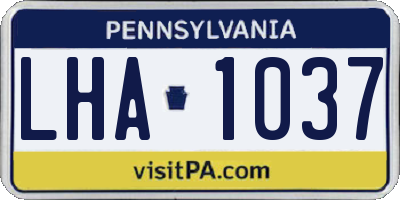 PA license plate LHA1037