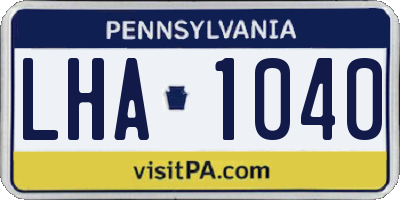 PA license plate LHA1040