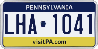 PA license plate LHA1041