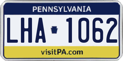 PA license plate LHA1062