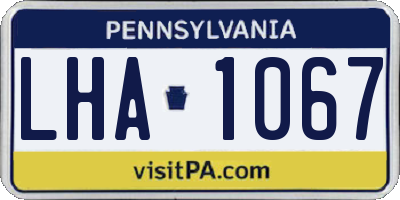 PA license plate LHA1067