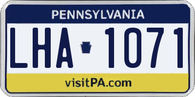 PA license plate LHA1071
