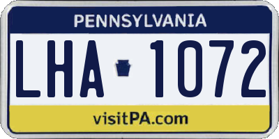 PA license plate LHA1072