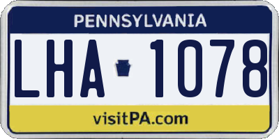 PA license plate LHA1078
