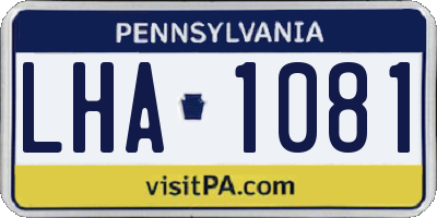 PA license plate LHA1081