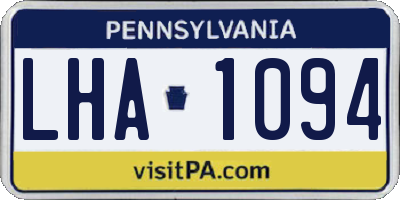 PA license plate LHA1094